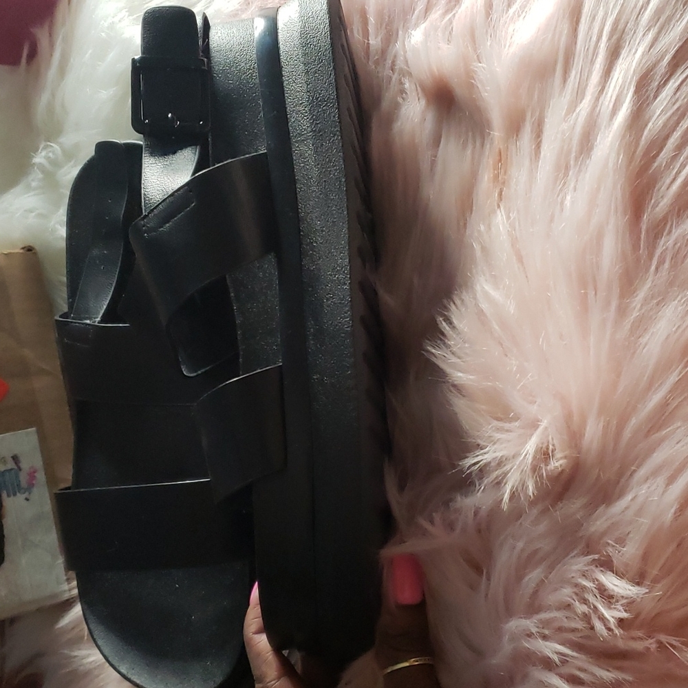 Black Wedge Sandals - Picture 7 of 7